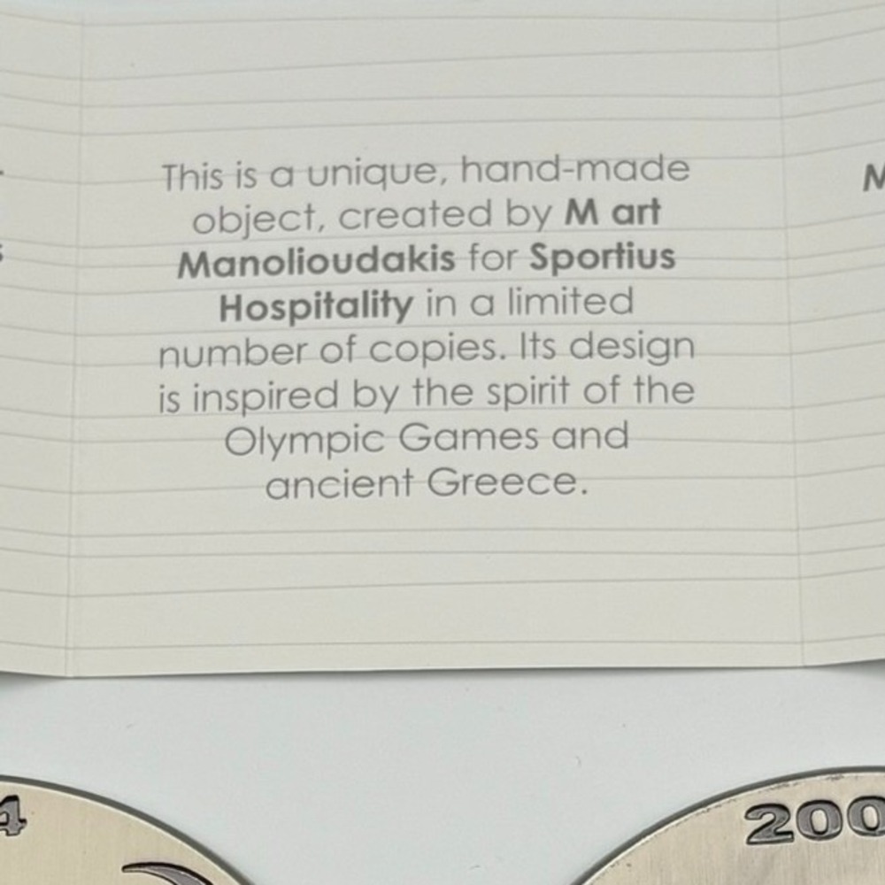 2004 Athens Olympics Sportius Hospitality Medallion Pair COA M Art Manolioudakis - Picture 4 of 4
